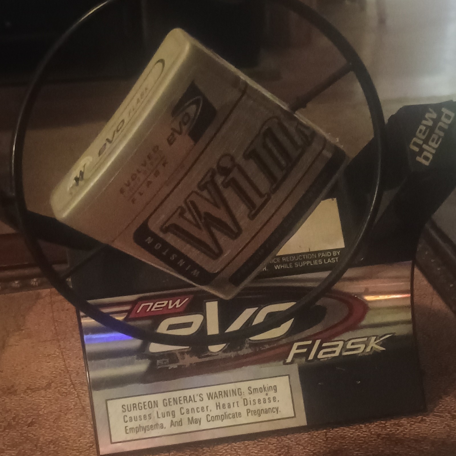 Winston Evo Flask Store Display Advertising Silver Black Collectible Retail Sign