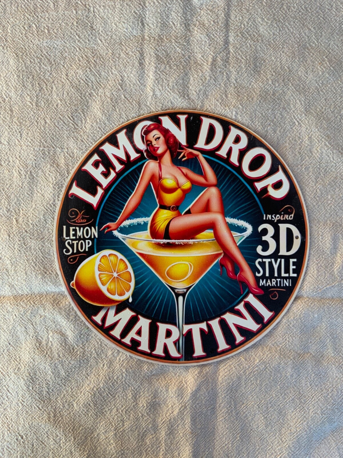 Martini Lemon Drop sign round, 20×20 cm