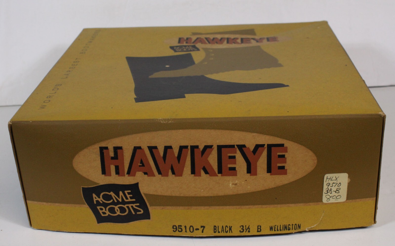 Vtg Acme Boots Hawkeye Box Graphics Advertising 11×11 Empty Prop Retro MCM