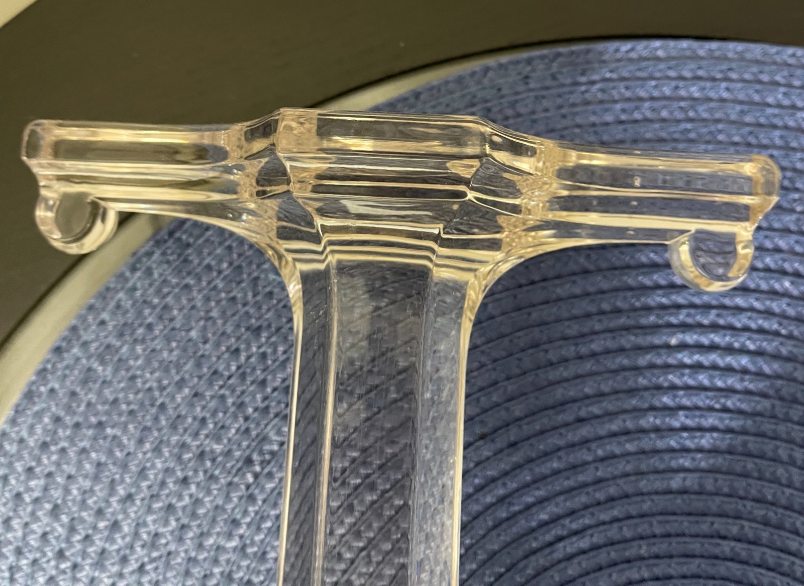 2 Vintage Art Deco Elegant Glass Shelf Risers Display Column Stands 12 1/4″ H