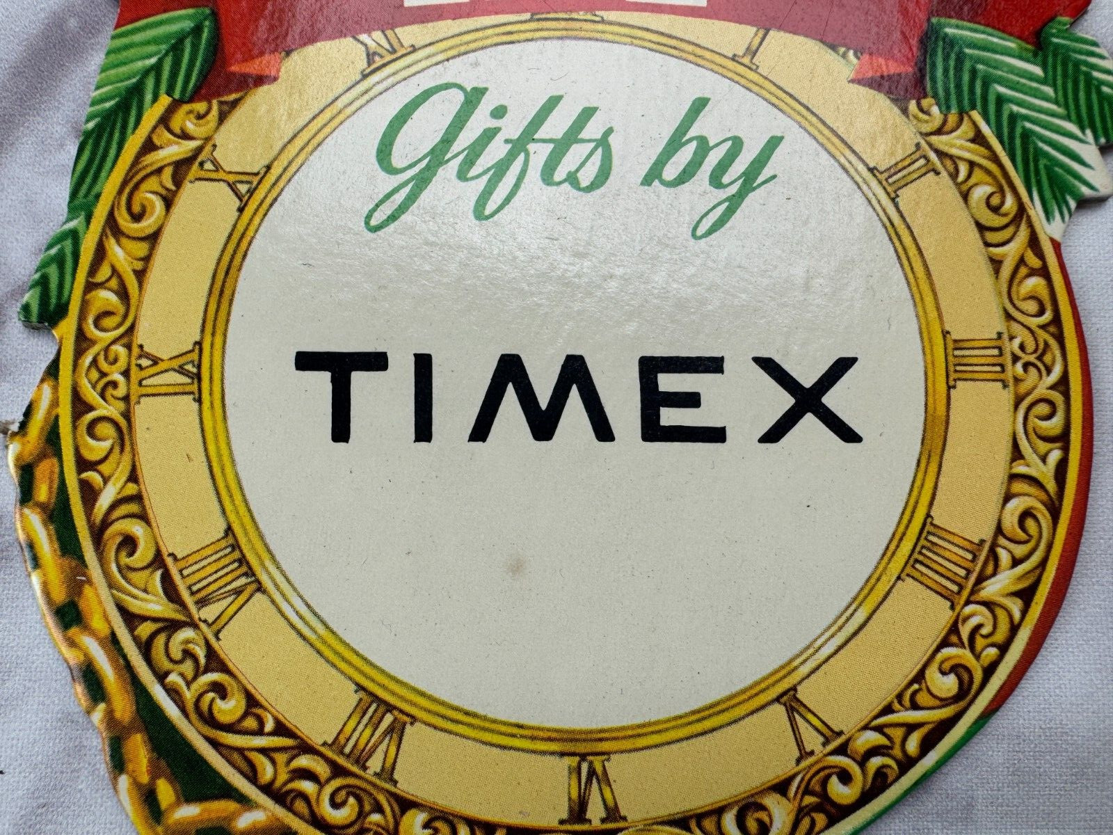 Vintage TIMEX Advertising Small Cardboard Store Display Pocket Watch Shaped