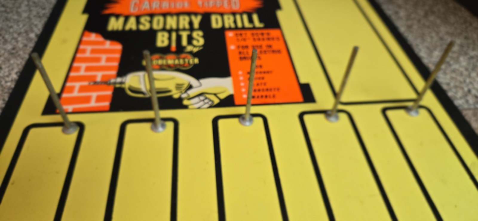 RARE VINTAGE 6o’s GLOBEMASTER DRILLBIT HARDWARE STORE DISPLAY SIGN