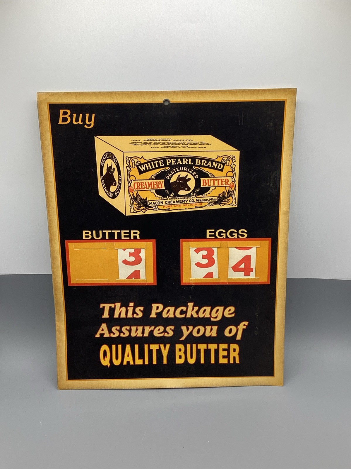 Vintage 1940’s General Store Display Cardboard Sign Advertisement Butter Eggs