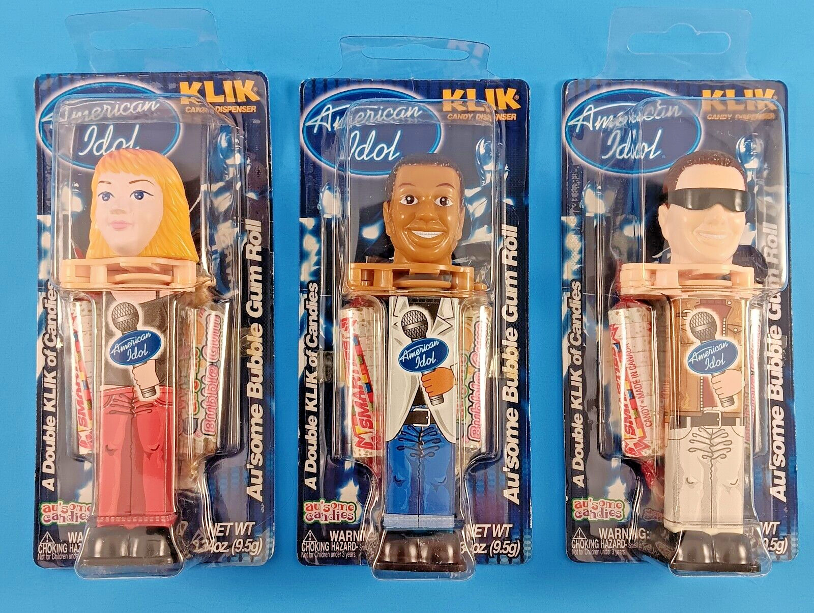 American Idol Klik 2004 Au’some Candies Candy Dispensers, Randy, Simon, Paula