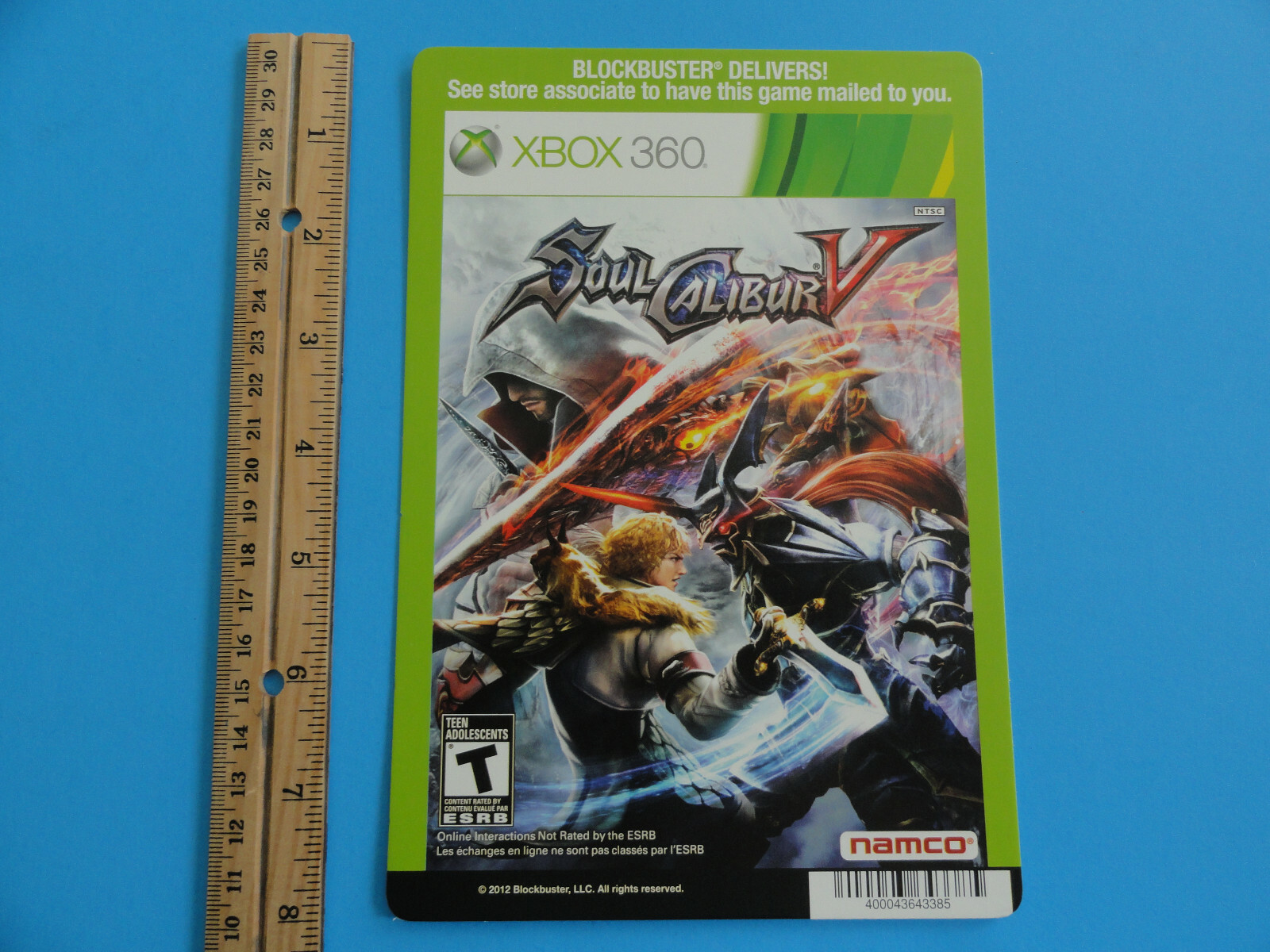 XBOX 360 SOUL CALIBUR V BLOCKBUSTER VIDEO BACKER CARD 5″X8″ -NO GAME