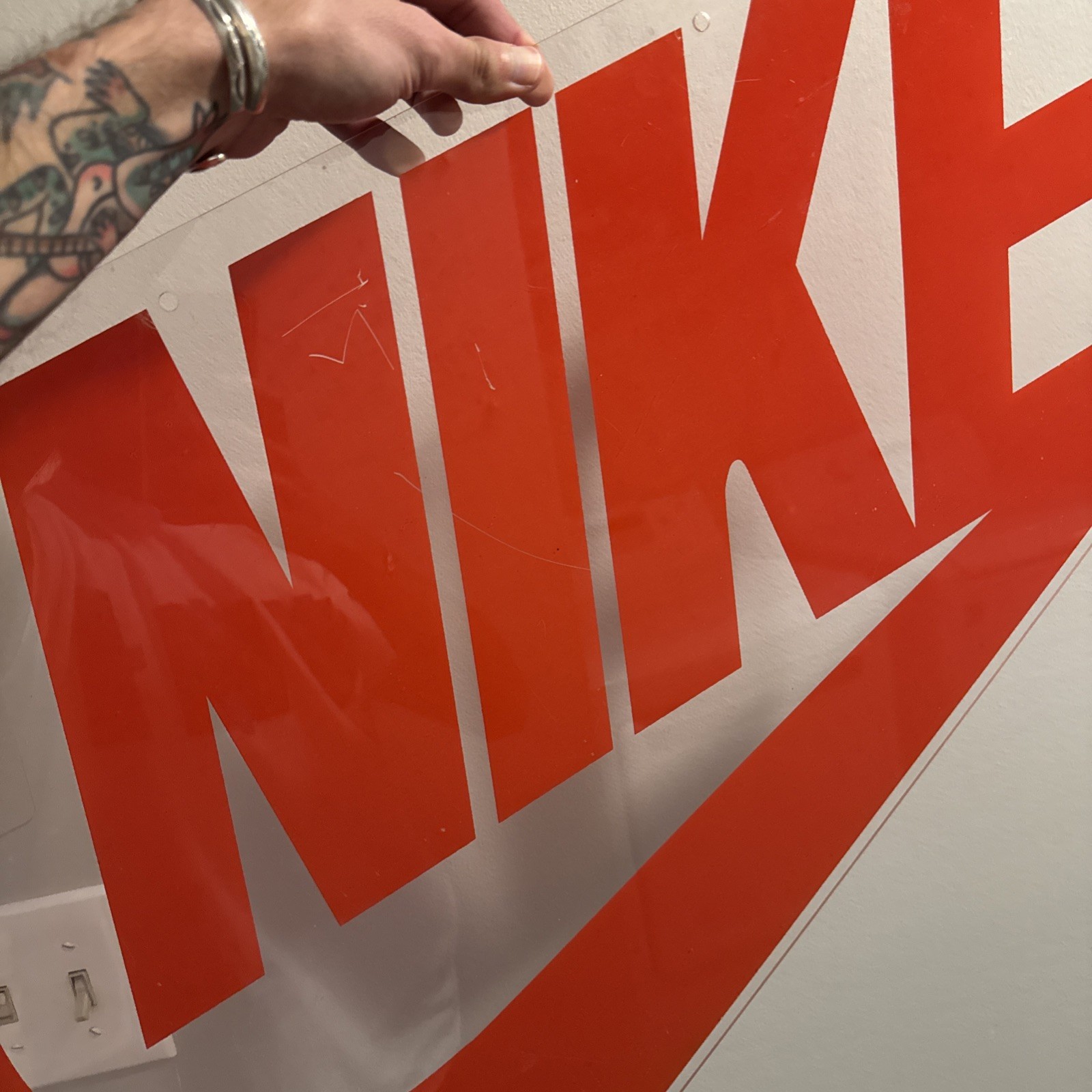 Vintage NIKE Swoosh Hanging Acrylic Sign Store Display / Dealer Issue 90s 36×20