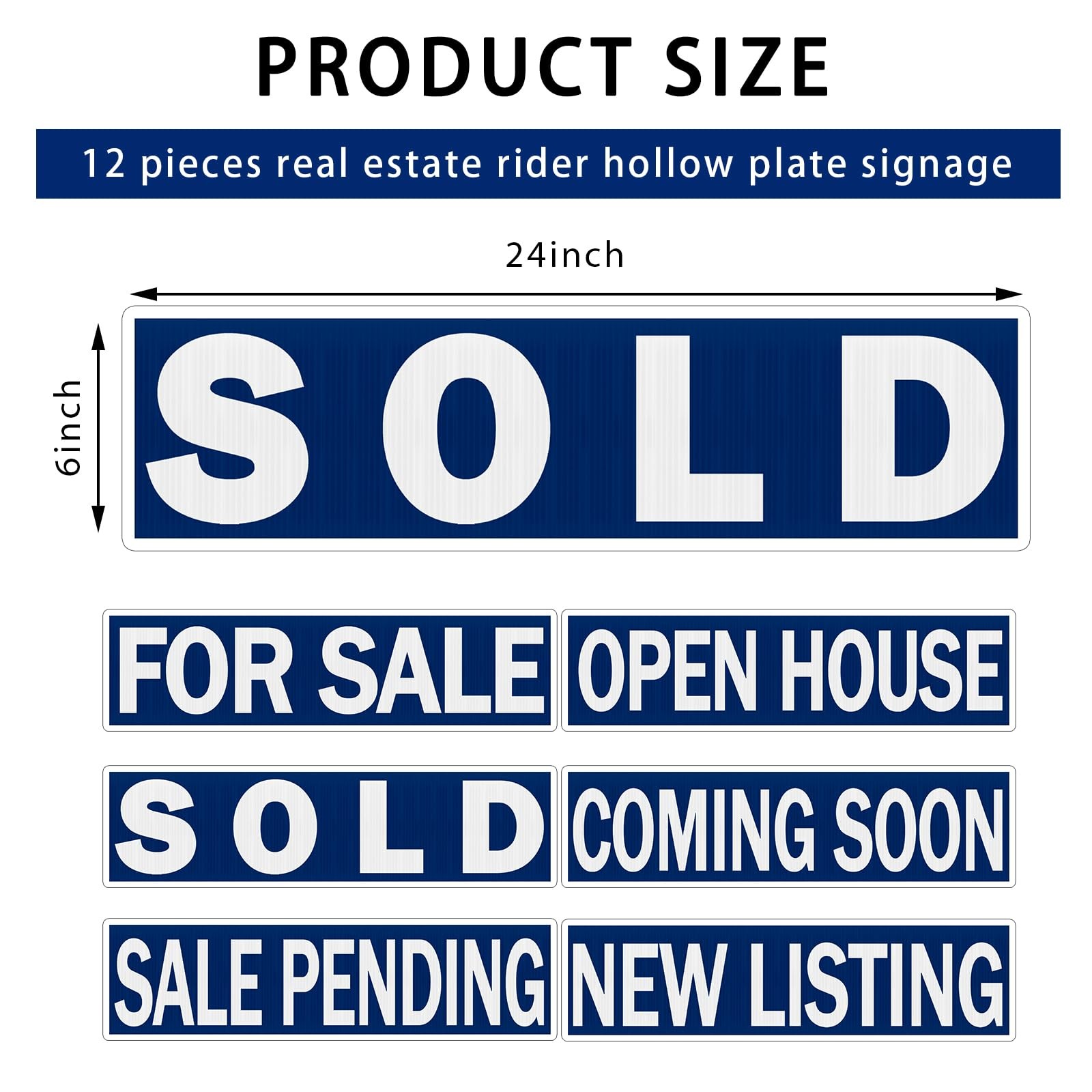 Juexica 12 Pcs Real Estate Rider Signs 24 x 6 Inch Coming Soon, for Sale, Pendin