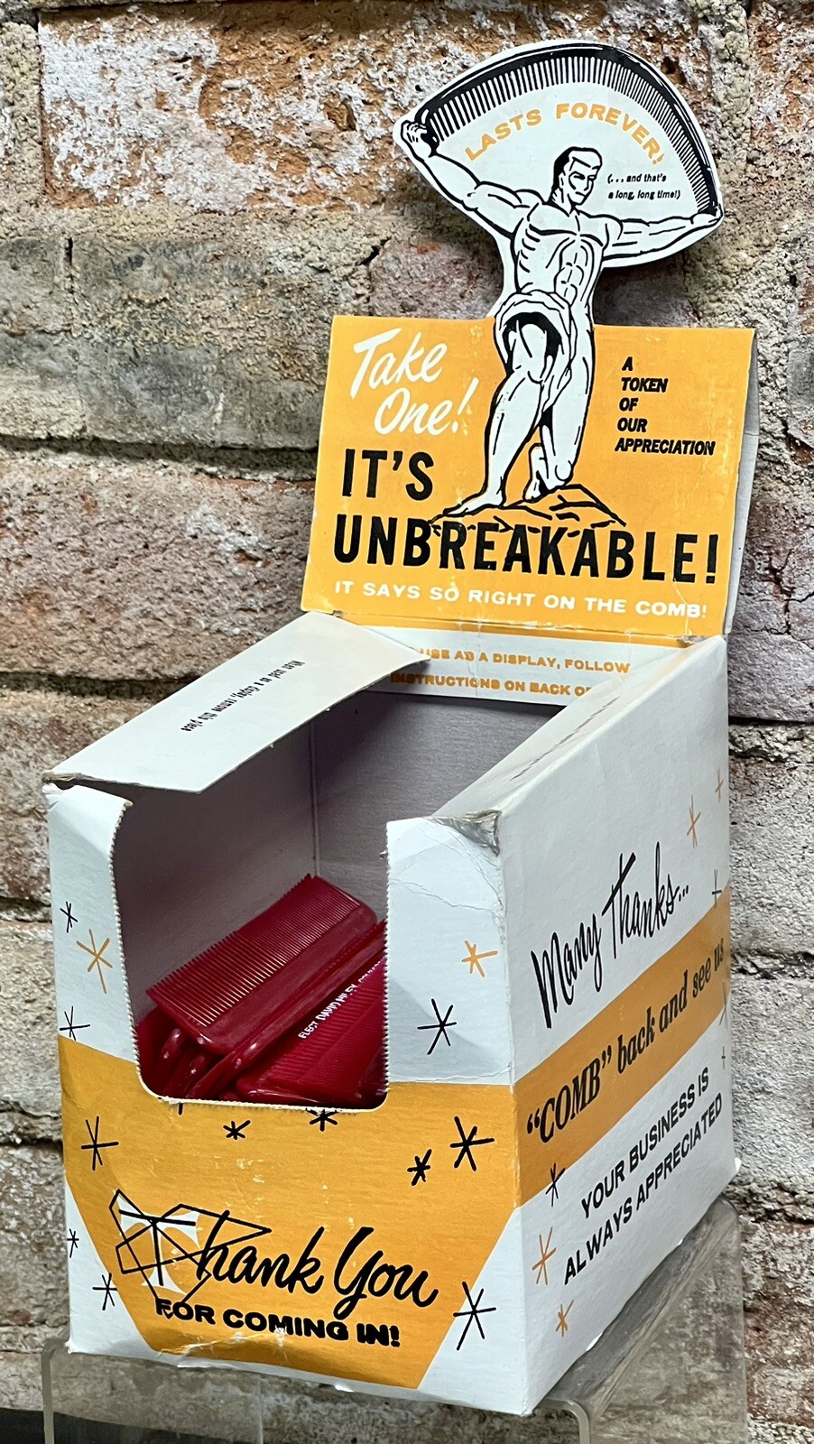 VINTAGE COUNTER TOP ADVERTISING DISPLAY BOX STRONGMAN NILEY FOR COMMISSIONER