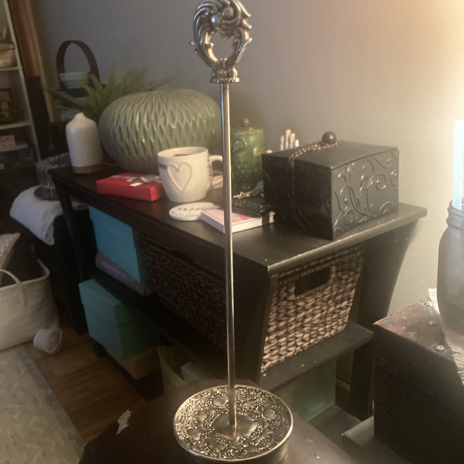 Vintage Hat Stand very decorative embossed silver Reposse floral