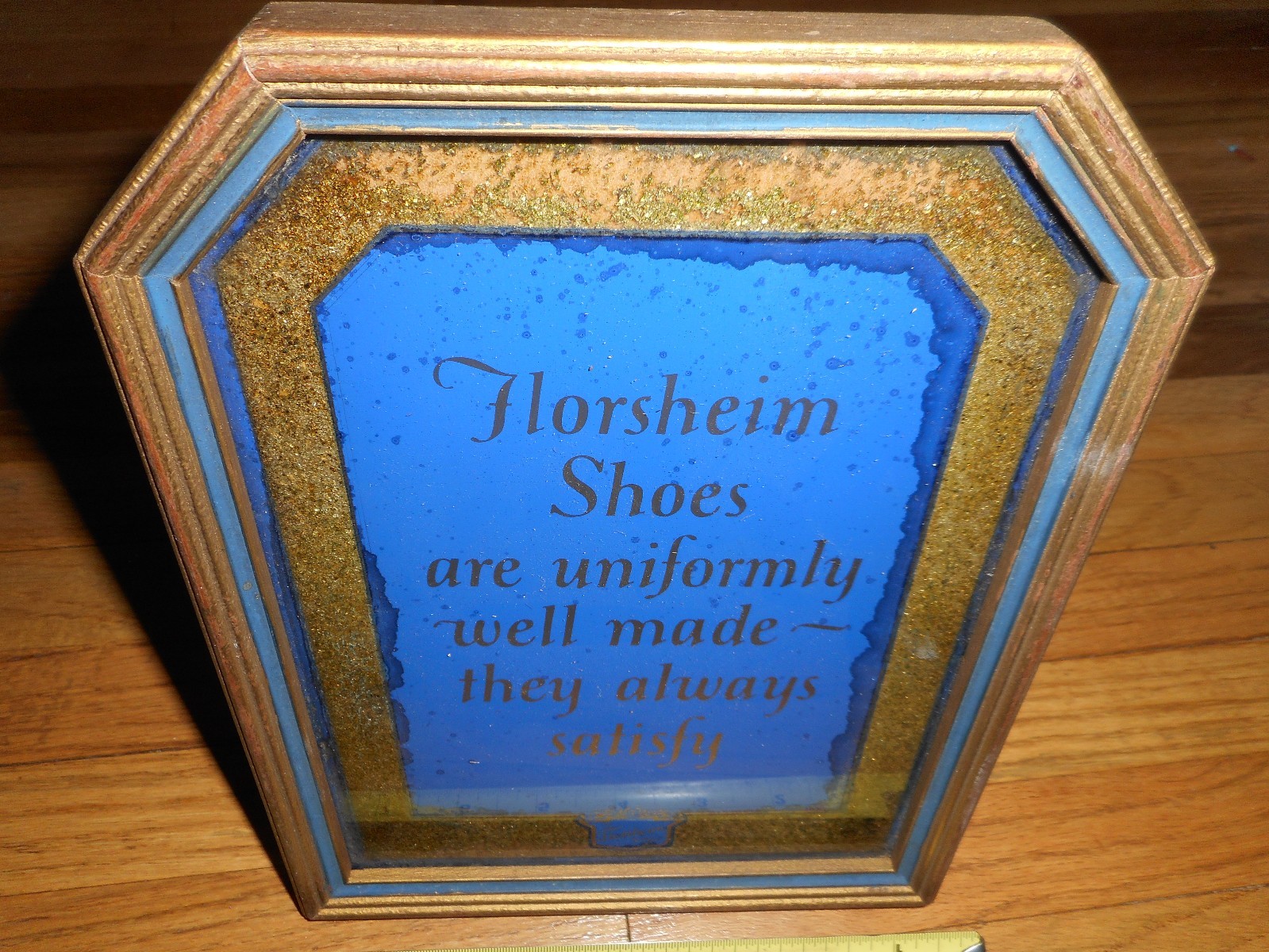 Vintage Original FLORSHEIM SHOE countertop Advertising Display Glass SIGN