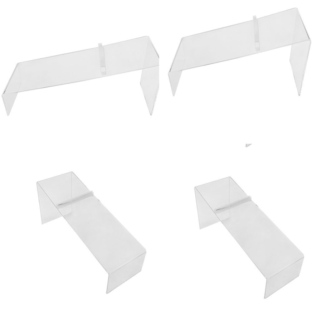 Set 4Pc 4 In Height Crystal Clear Acrylic Lucite Single Shoe Stand Retail Heel