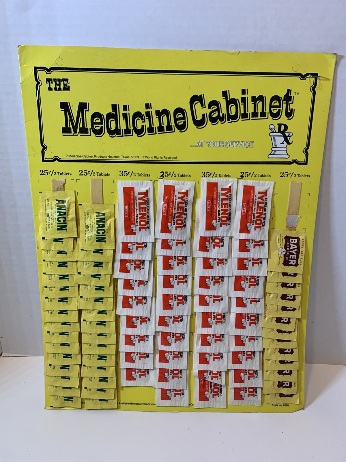 Vintage The Medicine Cabinet Countertop Display Easel, Tylenol, Bayer, Anacin