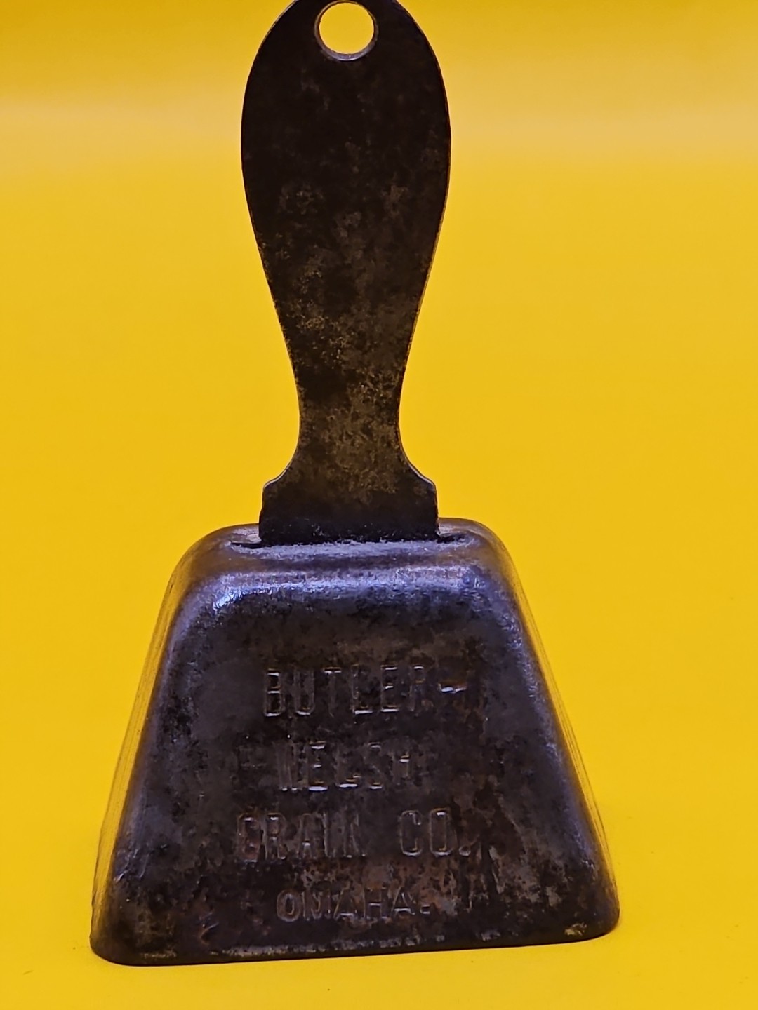 Vtg Advertising Store Shop Hand Bell Early 1900s Butler Welsh Grain Co Omaha NE