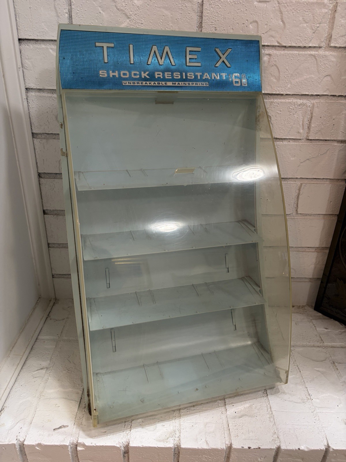 Vintage Timex Store Watch Display Case Countertop Plastic Shelves Advertising