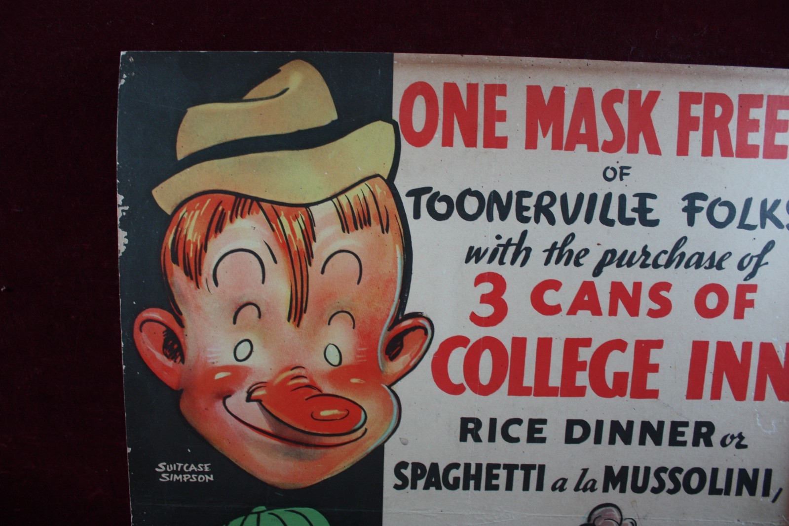* ANTIQUE TOONERVILLE FOLKS ADVERTISING POSTER SIGN 1920’S LITHO EISON-FREEMAN *
