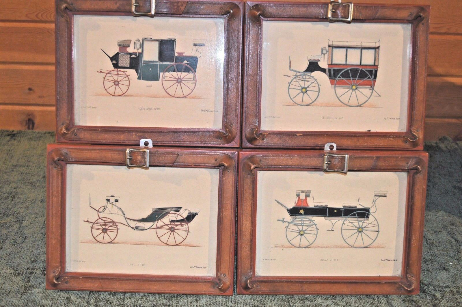 Victorian Hand Tinted Colored Etchings 4 Carriages Coppoch Bros Salesman Sample
