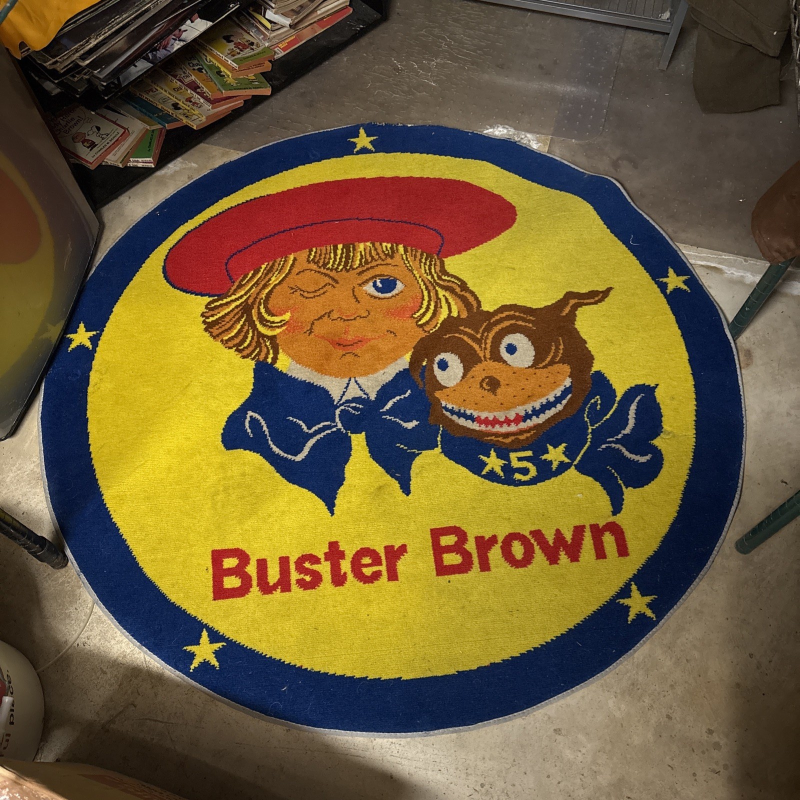 one Large Buster brown advertising carpet from the 80’s 47” diameter