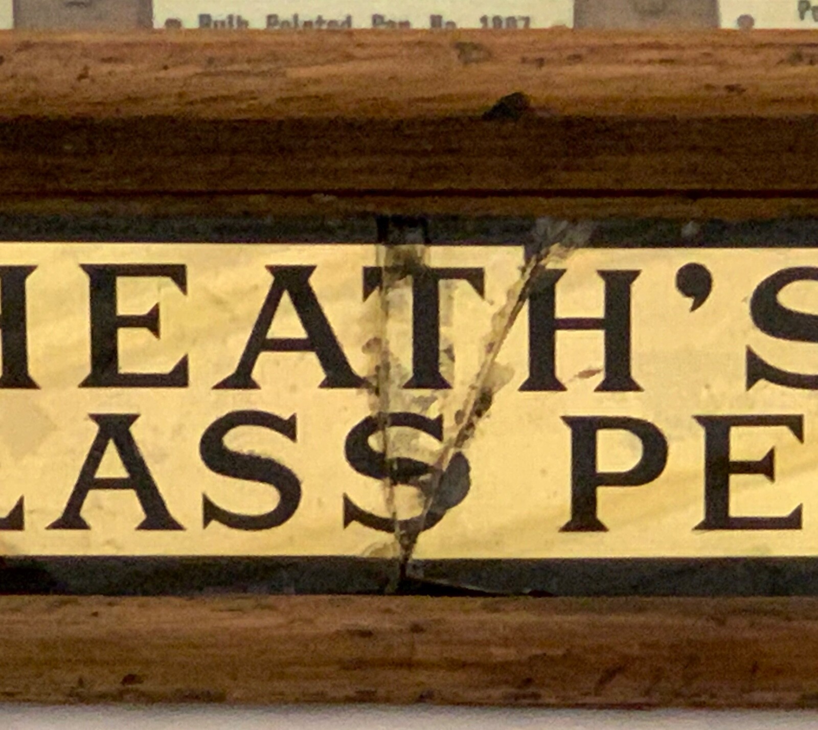 Antique drugstore counter display of John Heath’s First Class Pen Nibs.