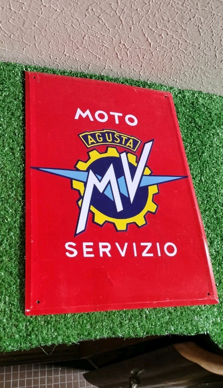Table, Collectible Advertising Tin Sign, Moto Agusta MV Service