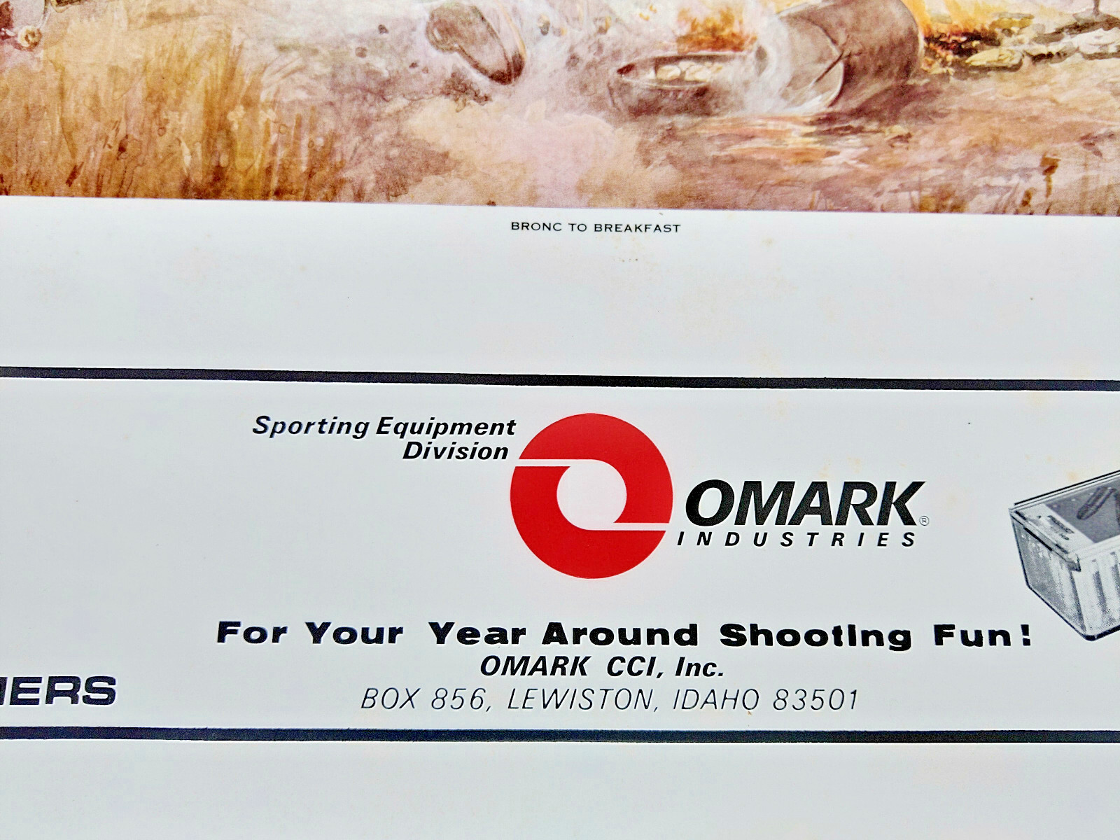 Bronc to Breakfast: 1970-1971 Gun Store Display Calendar Omark Ind. CCI Primers