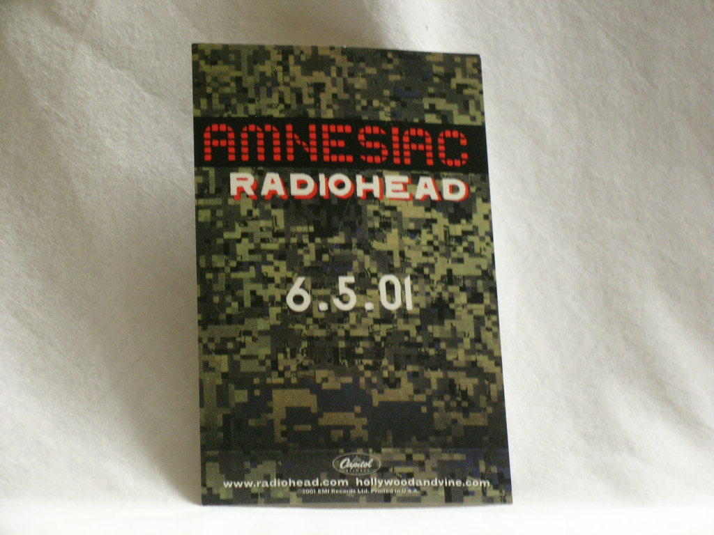 RADIOHEAD Amnesiac promo only bin card plus 2 1/2″ x 4″ card Thom Yorke