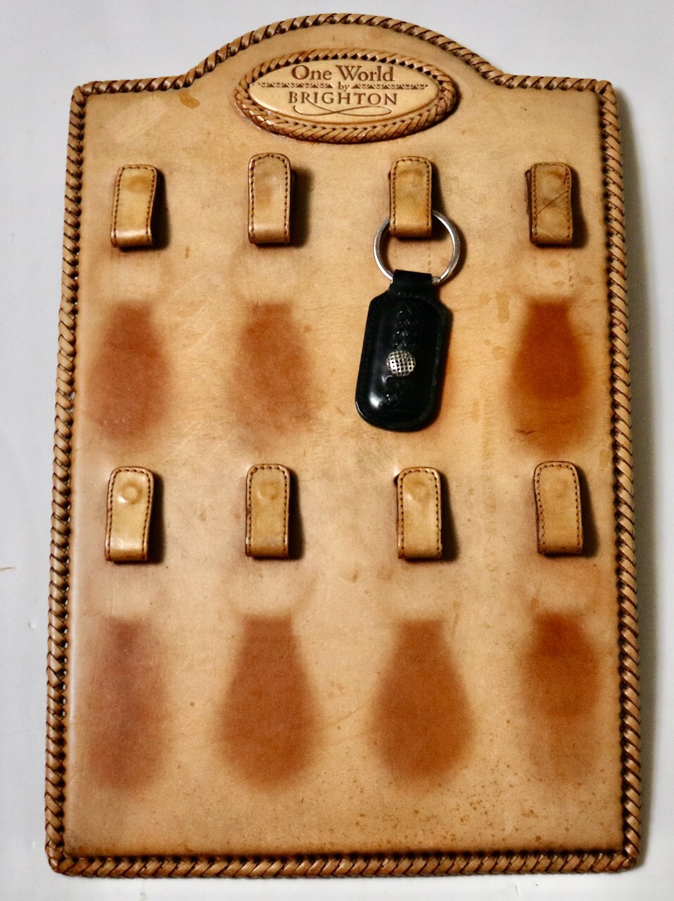 BRIGHTON One World vintage leather counter display with keychain