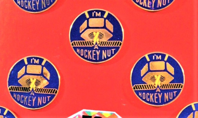 Vintage I’m A Hockey Nut Pin Display 12 On Card Old Stock