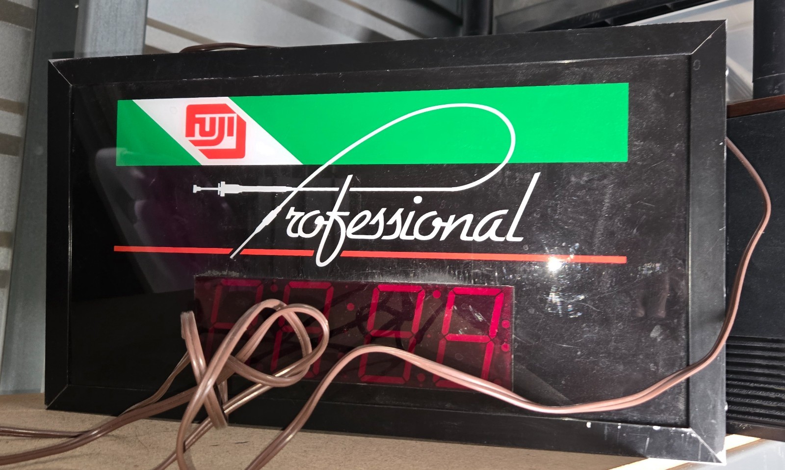 VINTAGE FUJI FILM PROFESSINAL LIGHTED ADVERTISING SIGN W/ DIGITAL CLOCK ANALOG
