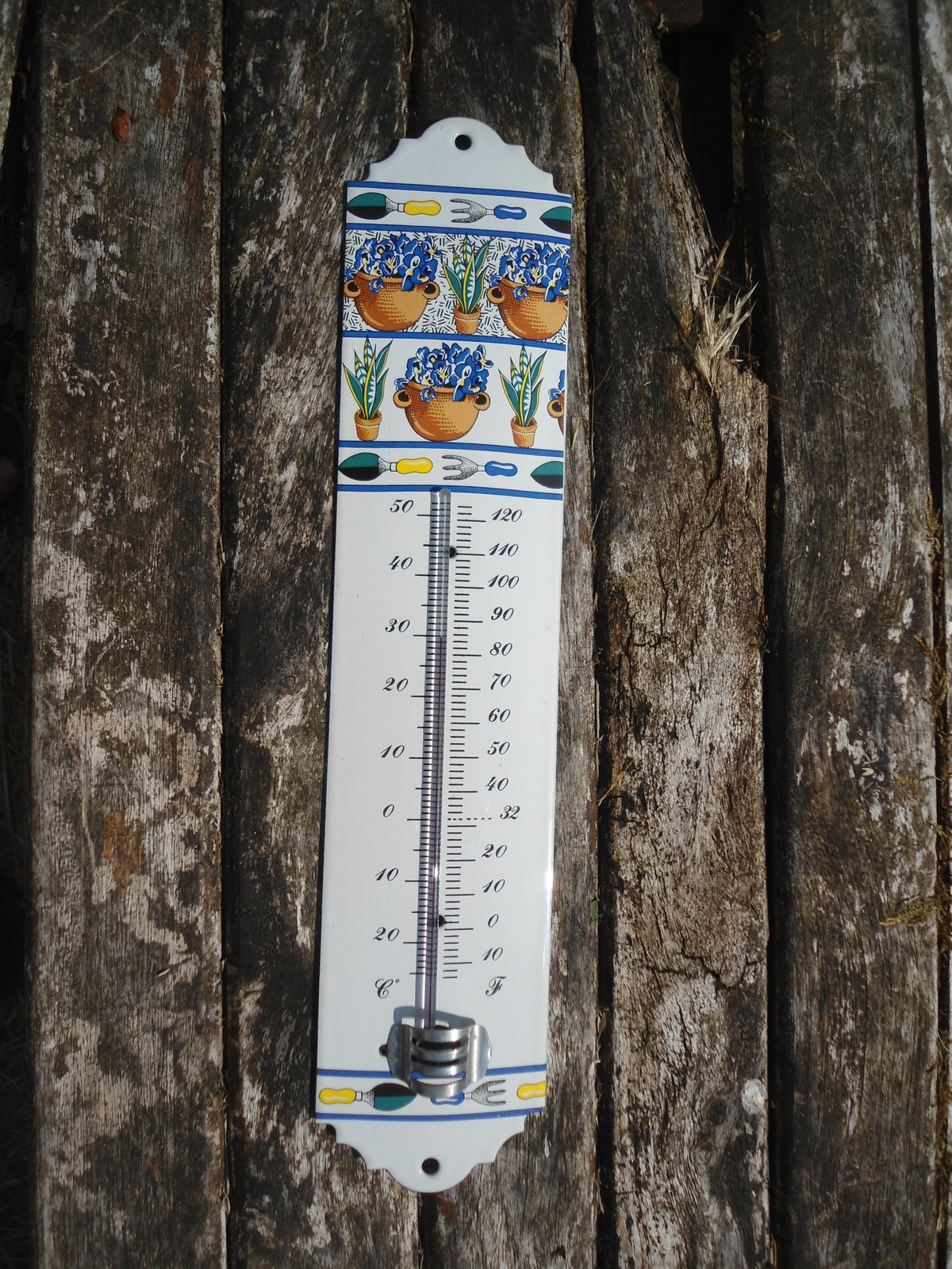 NEW ENAMEL THERMOMETER GARDEN EXT/INT GENUINE ENAMEL 800°C Fabr. en FRANCE