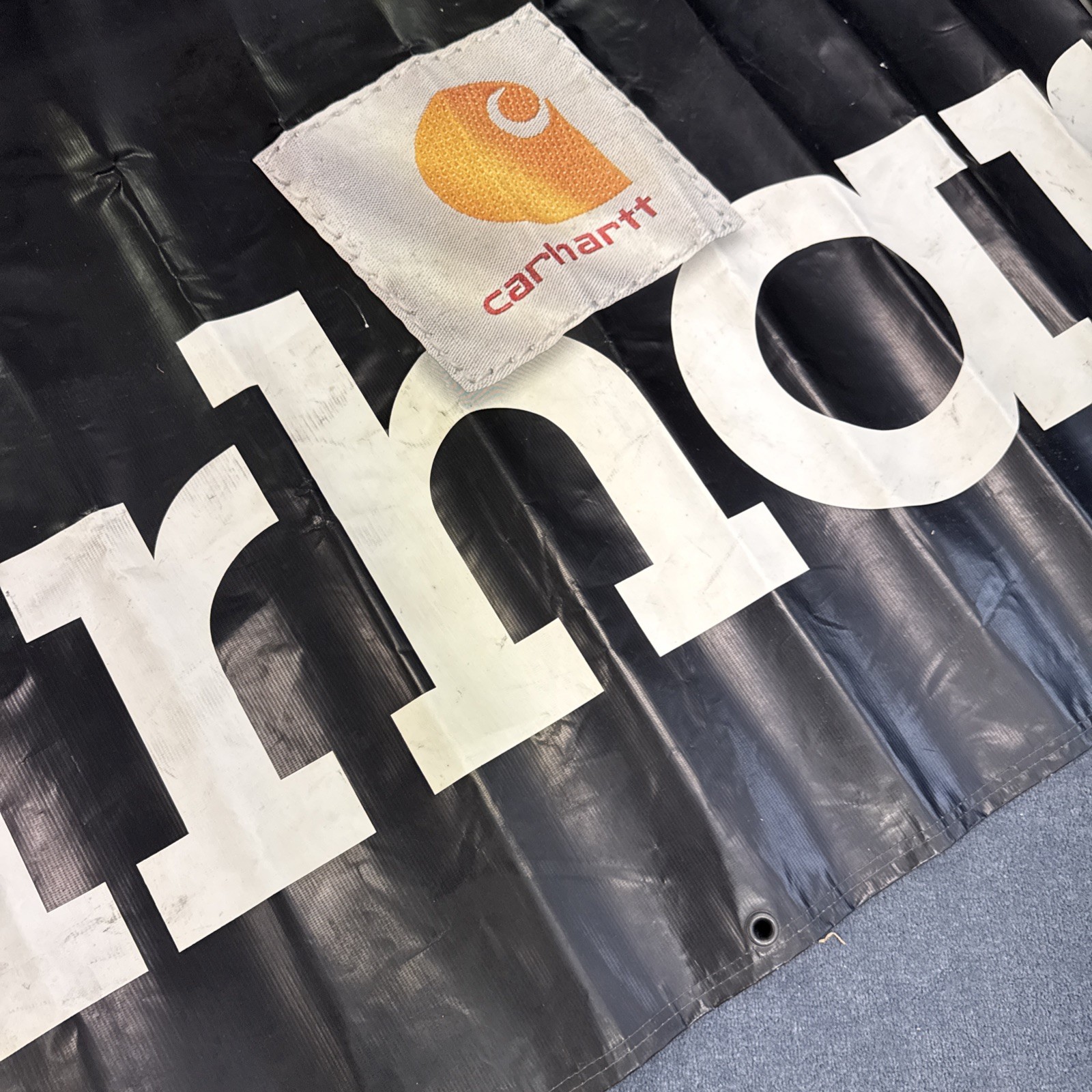 Vintage Carhartt Banner Vinyl Workwear Dealer Store Sign Advertising 80” x 33”