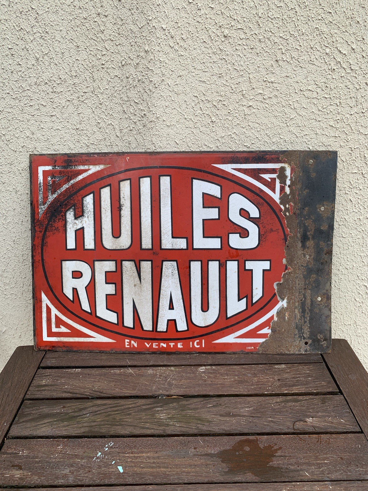 ANTIQUE RENAULT DOUBLE SIDED OIL ENAMEL PLATE