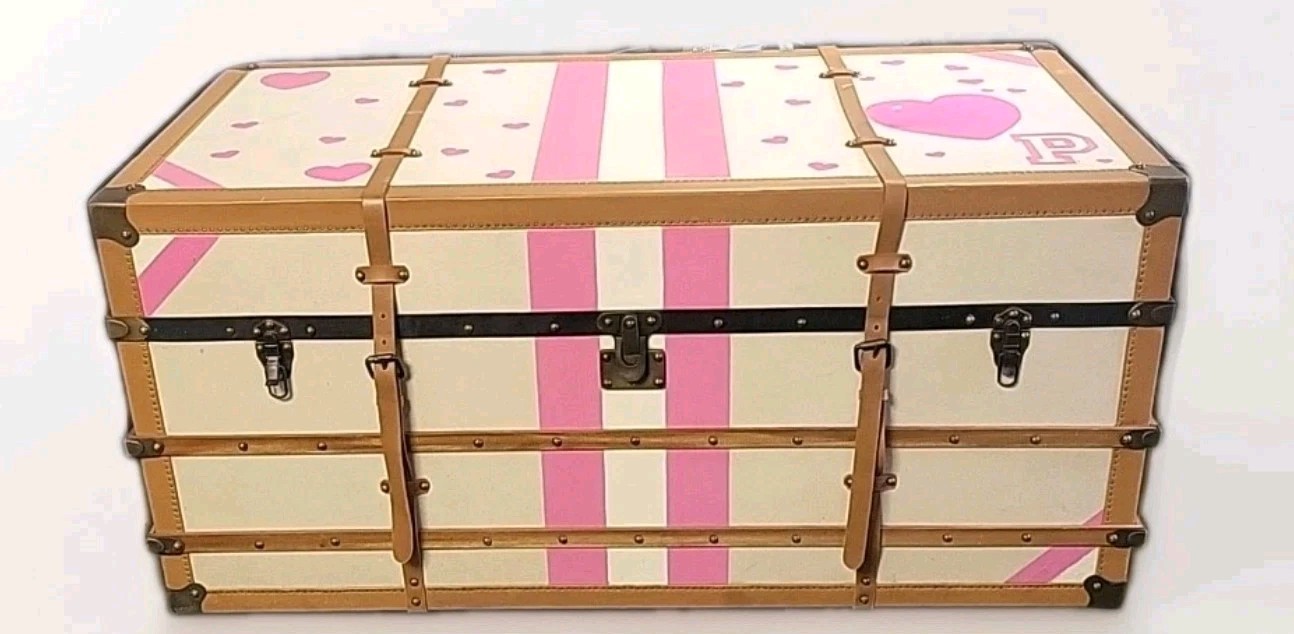 Rare Victorias Secret Oversized Trunk Store Display Leather Belted Storage 48″