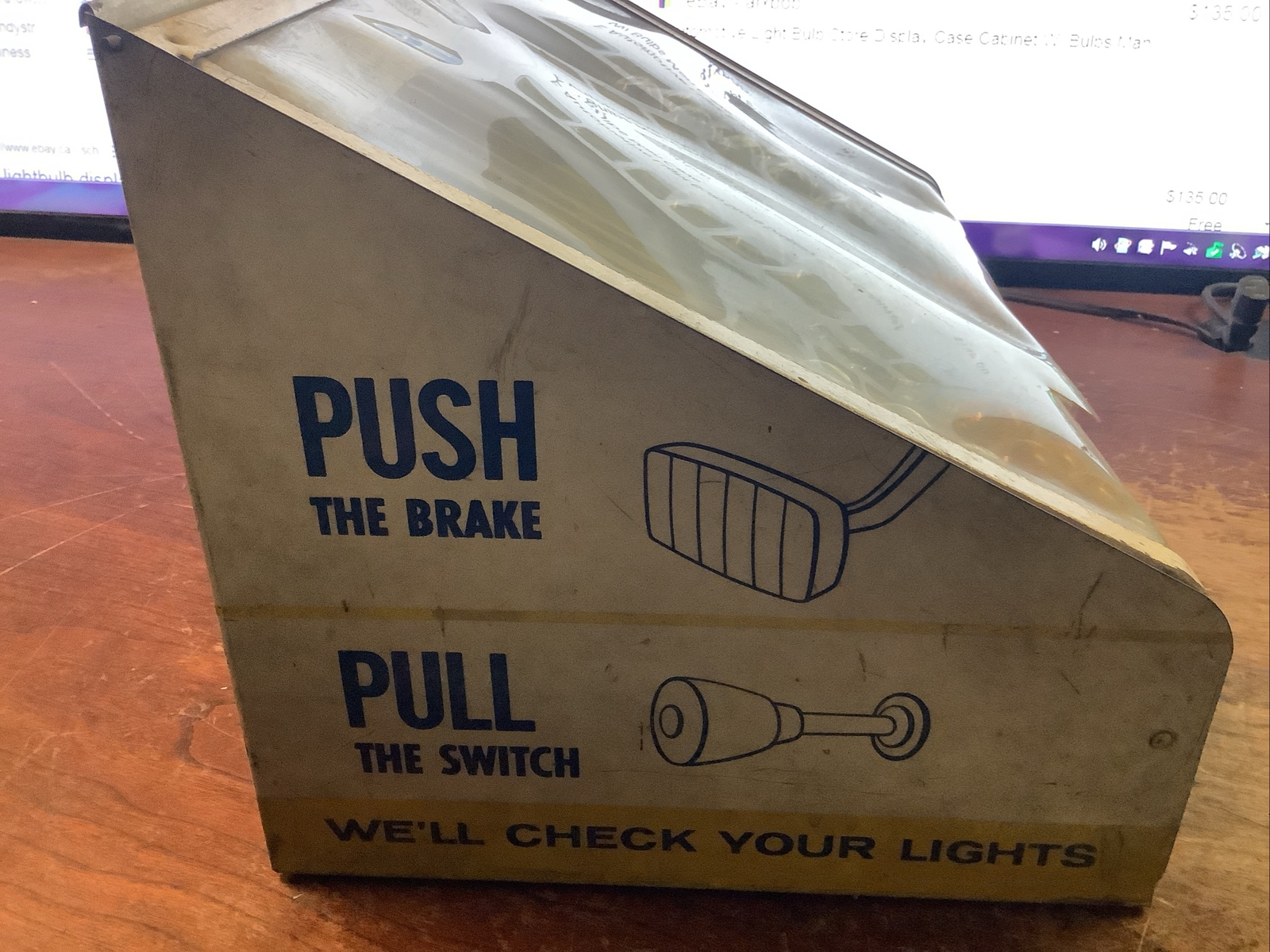 Vintage GE Automotive Light Bulb Store Display Case/Cabinet W/Bulbs