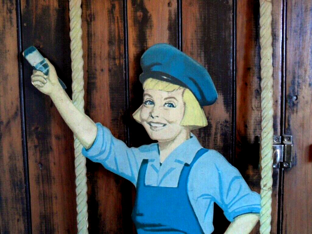 orig. 1920’s-40’s Iconic DUTCH BOY PAINT *Die-Cut Boy on Swing* STORE DISPLAY