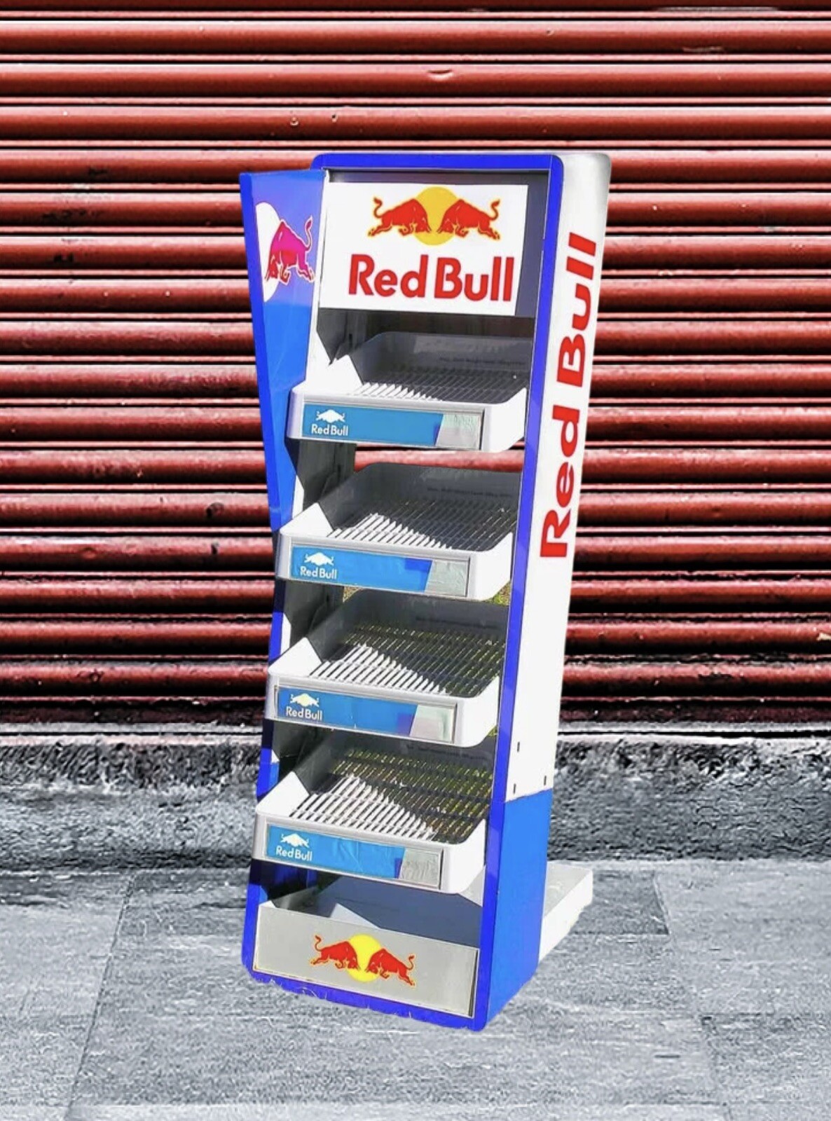 🌟 RED BULL Metal Adjustable Store Display Storage Rack Shelf Stand Roller Cart