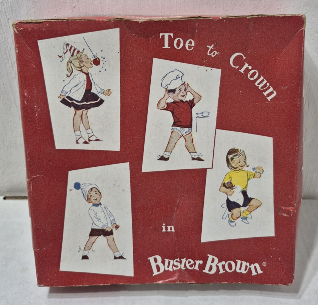 VINTAGE BUSTER BROWN BOX “TOE TO CROWN IN BUSTER BROWN” EMPTY ADVERTISING BOX