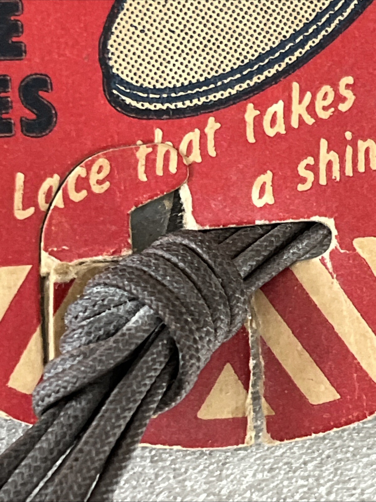 VTG Original 1940s A-Kamil-ide Shoe Lace Display Card 1 Pair Brown Laces NOS