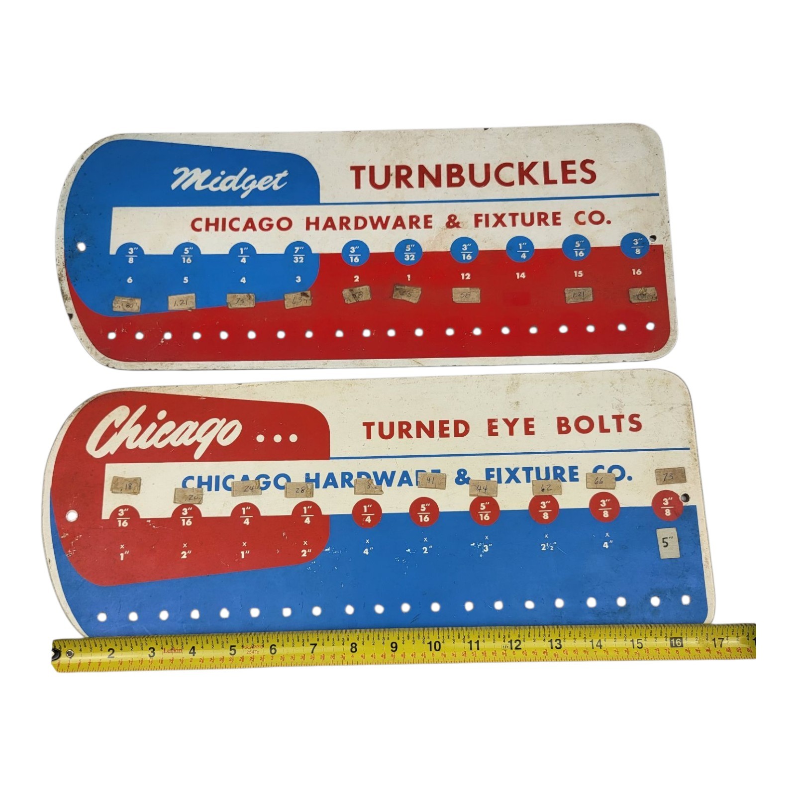 VTG Chicago Hardware & Fixture Co Signs Turned Eye Bolt Midget Turnbuckles