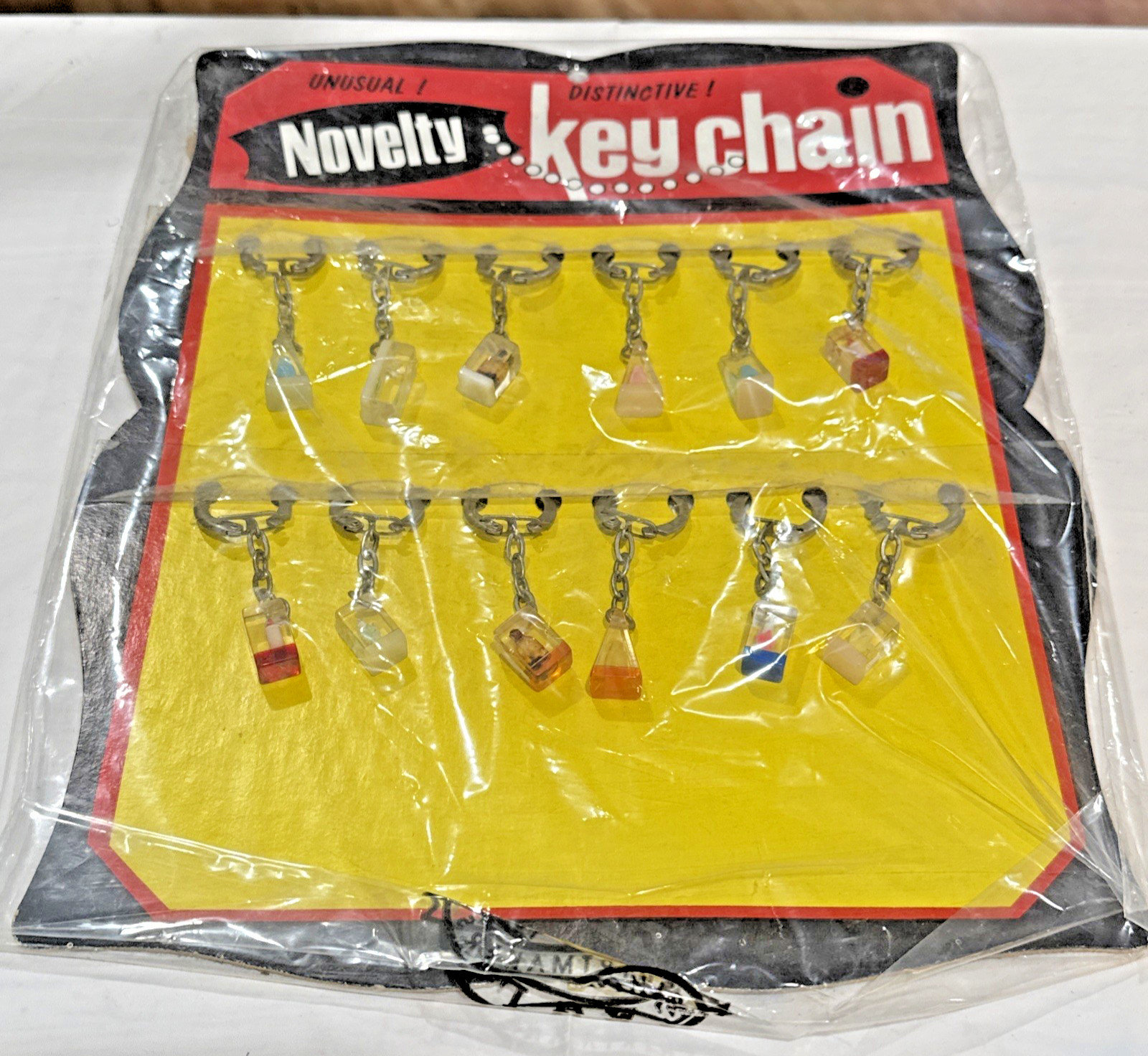 Vintage Novelty Key Chain Plastic Unusual! Distinctive! Original Display of 12