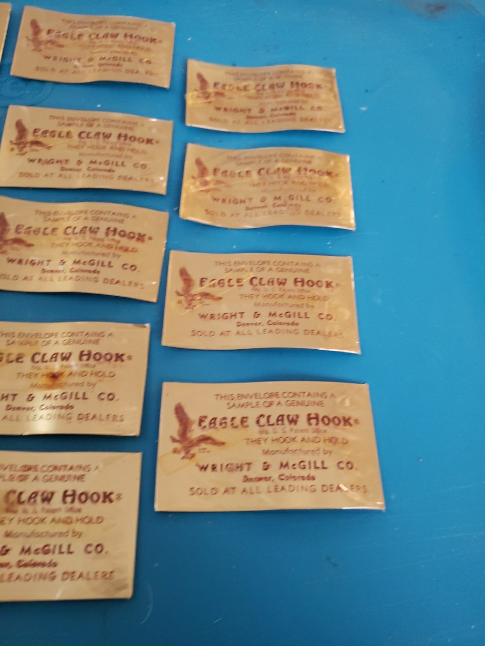Vintage Wright McGill Eagle Claw Hooks Fishing Salesman Sample Cards Lot of 24