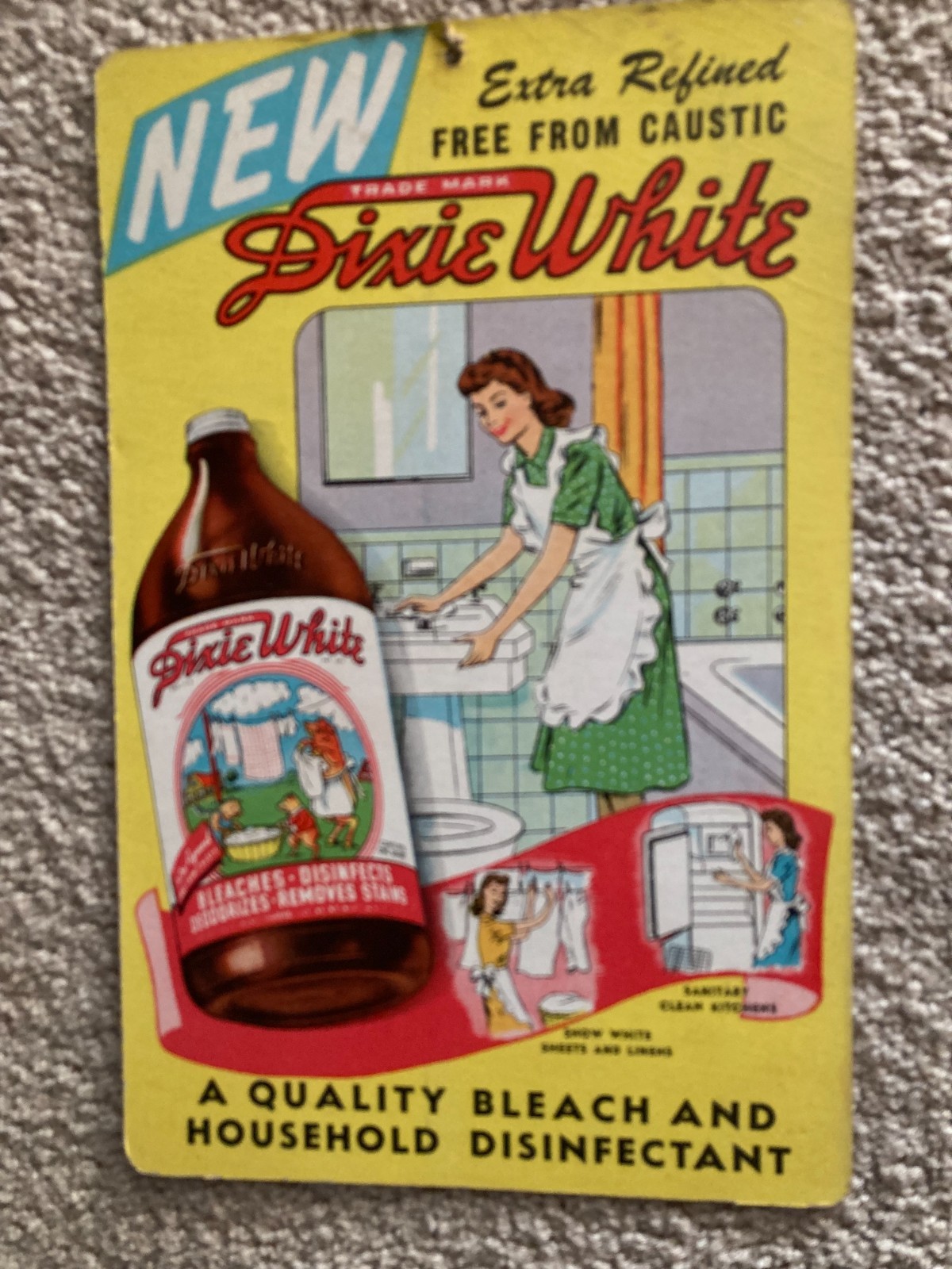 Advertising Dixie White Bleach Cardstock Hanging Display Sign Double Sided