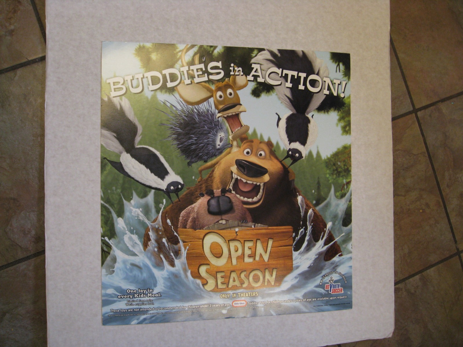 Open Season Movie – Burger King Cardboard Poster – 20 3/4″ x 19 1/2″ – 2006