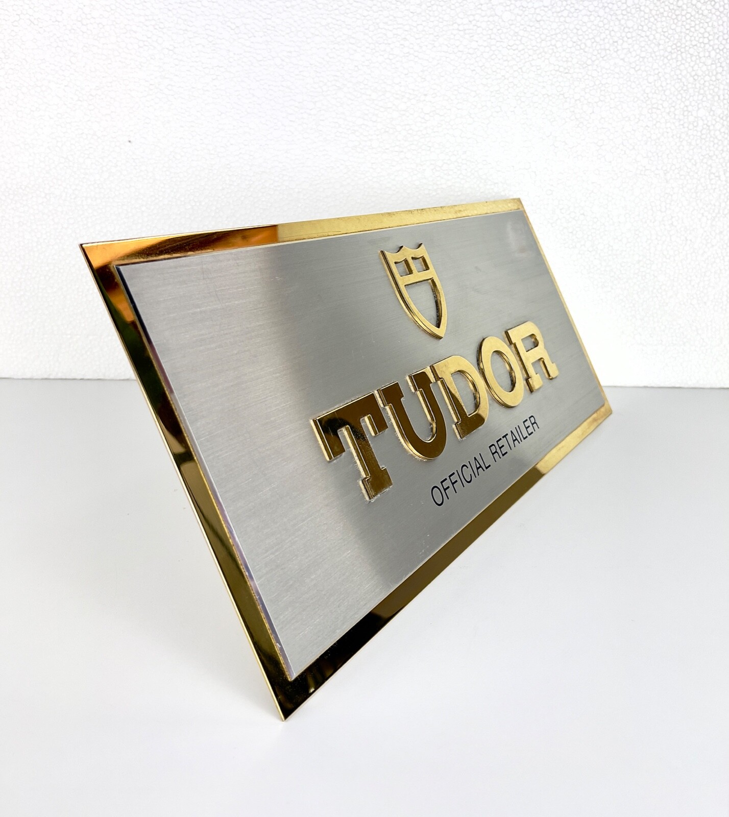 Vintage TUDOR Embossed Metal Sign Teaches Dealer Display Expositor