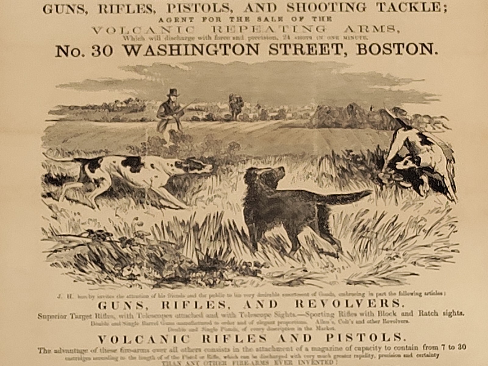 VERY RARE LATE 1800 GUN STORE J.HAPGOOD POSTER 11×15