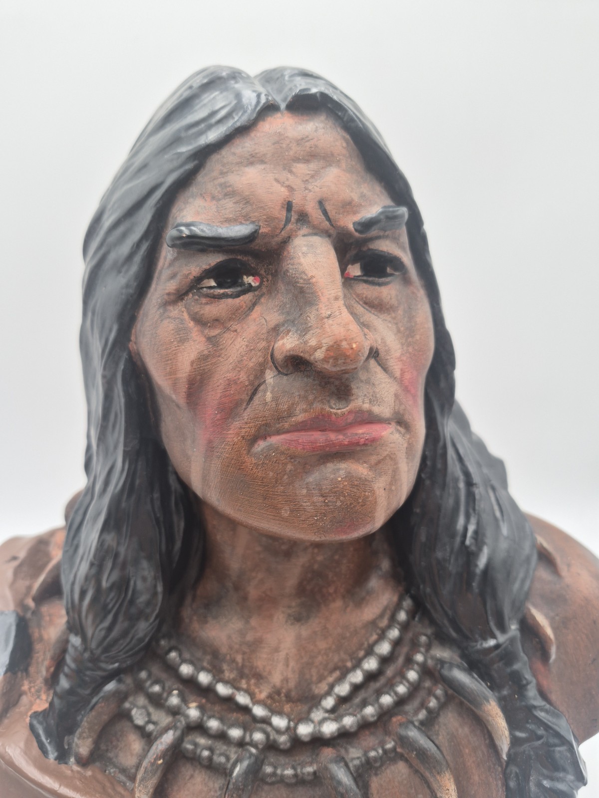 Antique 1900 Bailey Company Native American Plaster Bust Tobacco Store Display