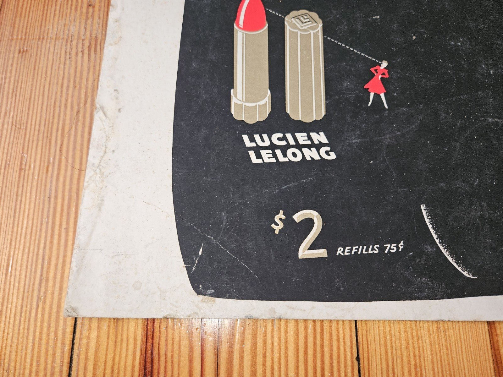Vintage Advertising Ad Display Card Sign BIG SHOT Lipstick Lucien Lelong