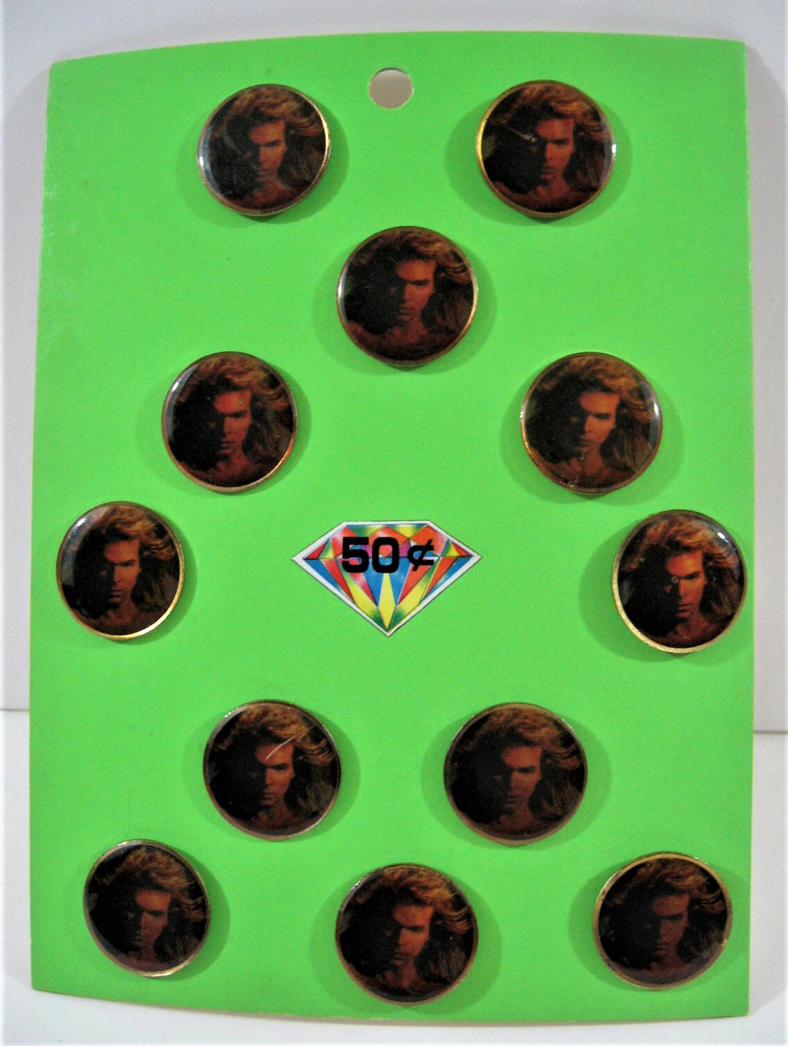 Vintage Lead Singer Music Rock Band Concert Pin Display 12 On Card Old Stock