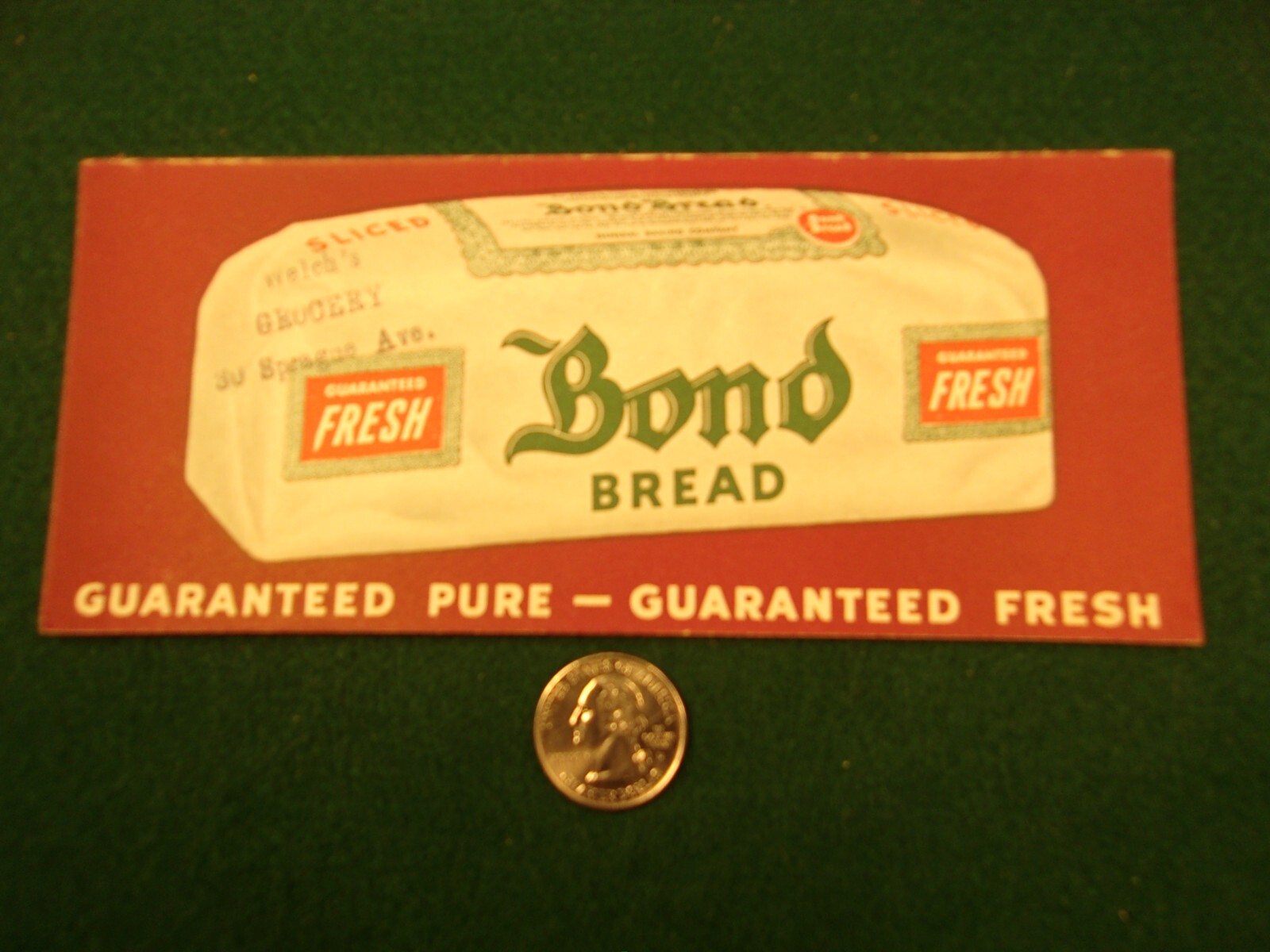 RARE OLD VTG ANTIQUE 1920s-1930s STORE DISPLAY CARD: “BOND BREAD” PURE & FRESH