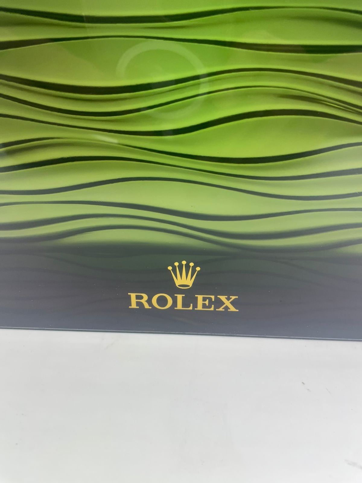 Rolex Store Acrylic Green Waves Display 9×8 In Rare Great Condition