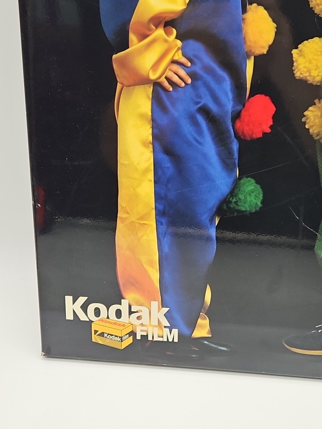 VINTAGE 1984 KODAK ADVERTISEMENT SIGN POSTER TWO KIDS CLOWNS 20X16 TIN SCRATCHES